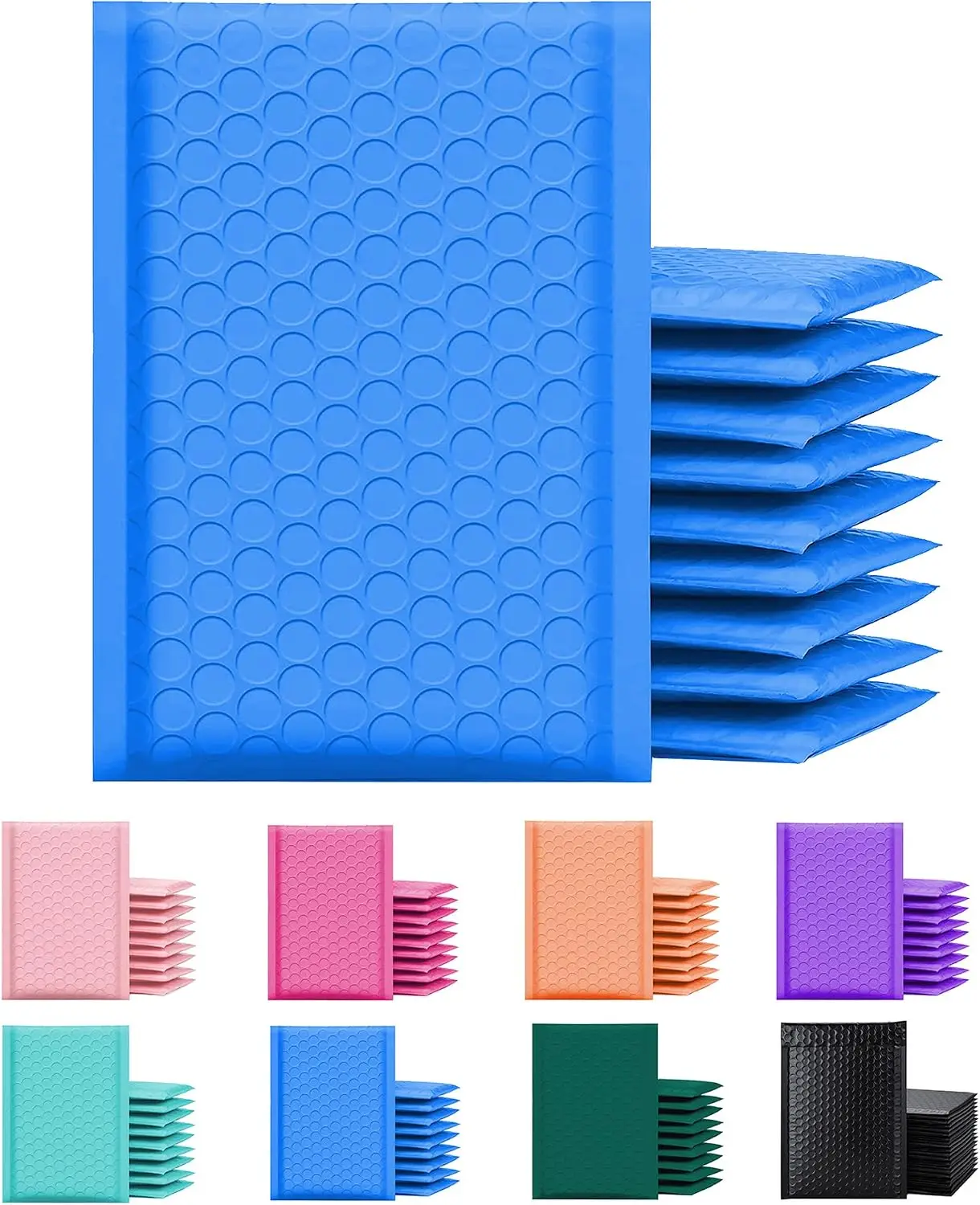 Blue Poly Bubble Mailers 4x8 50 Pack Waterproof Self Seal Padded Envelopes for Shipping Mailing