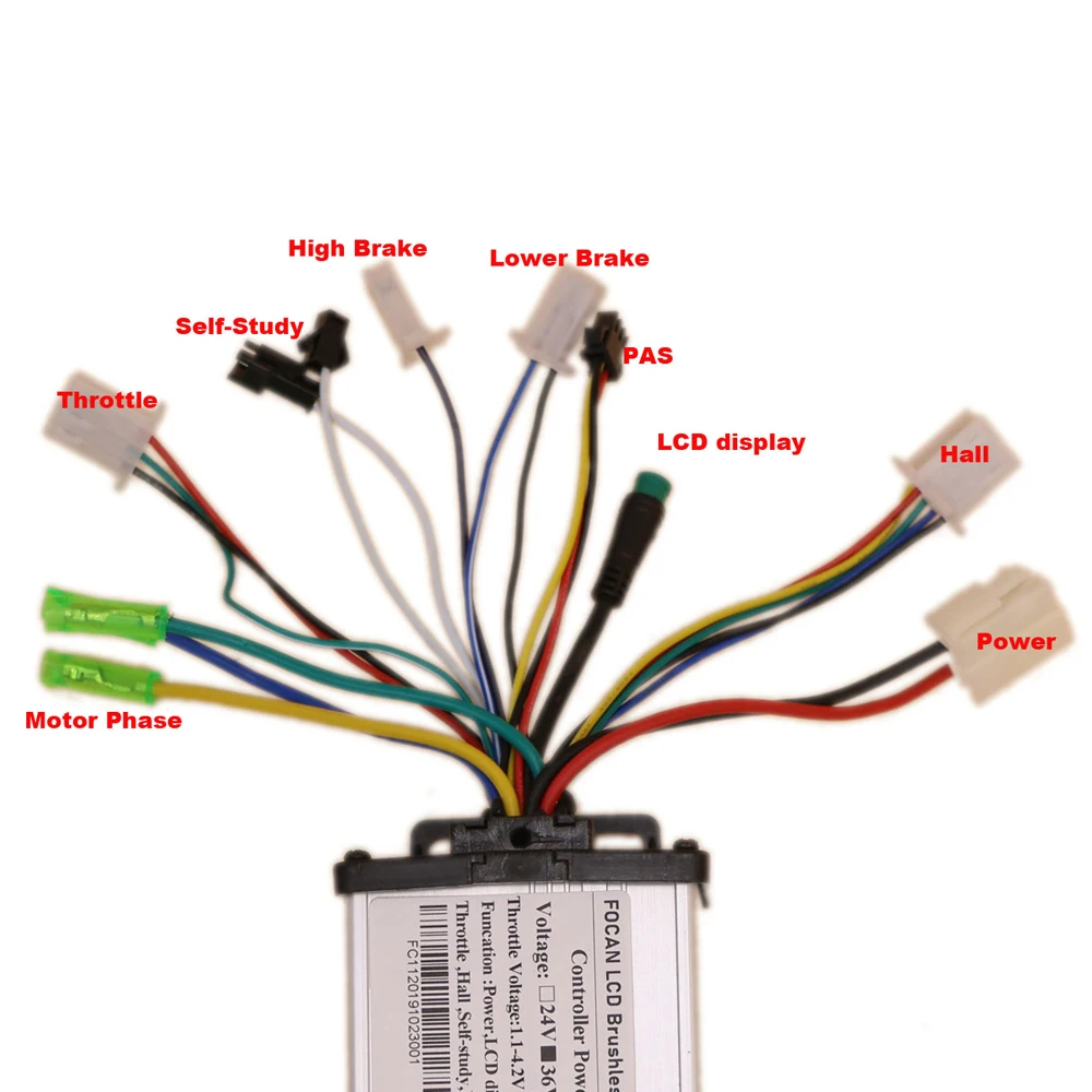 Waterproof 5pin male plug 36V/48V 350W 18A BLDC Motor Electric Scooter E-bike Brushless Controller for Ebike LCD Display
