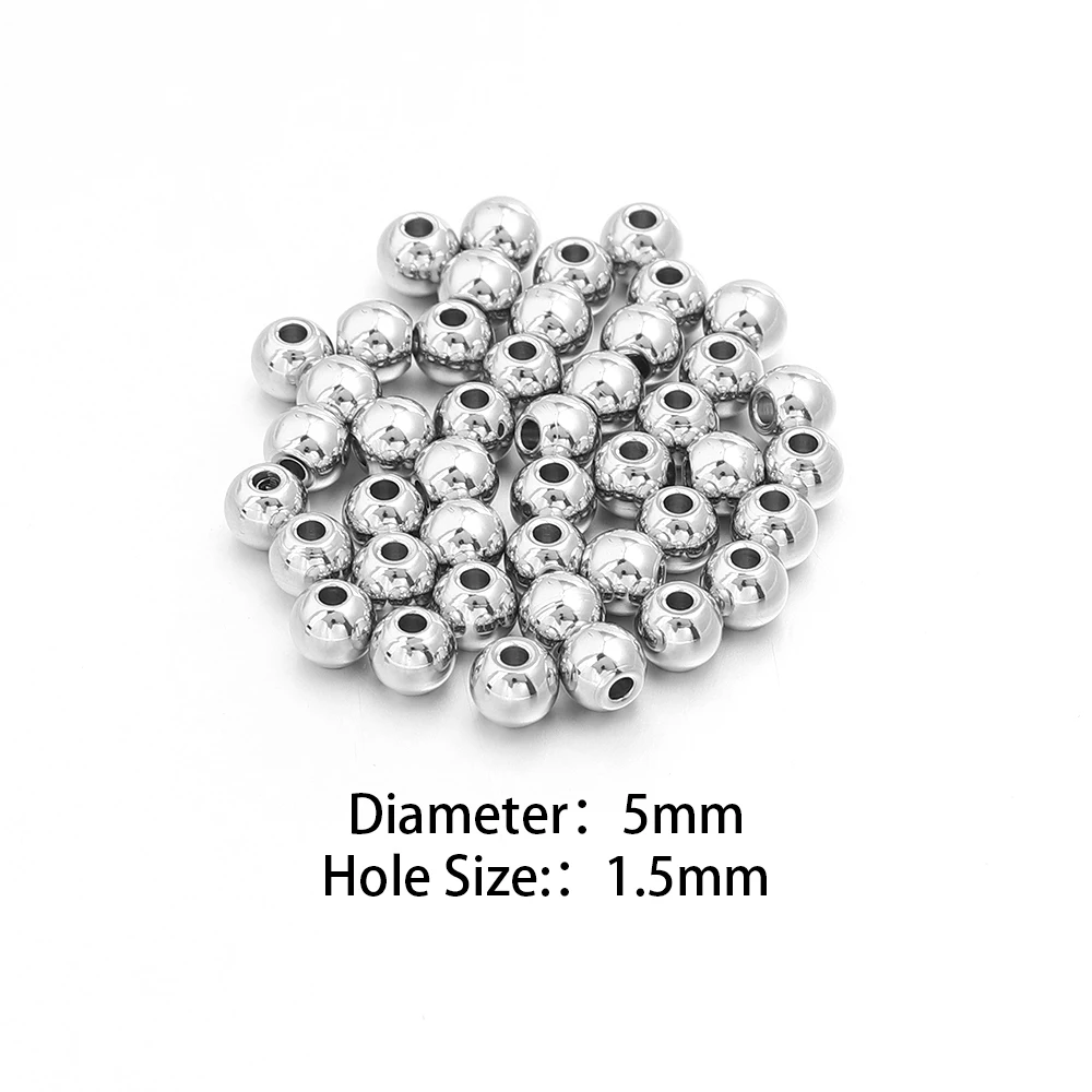 10-100 Stück hochwertige Edelstahlperlen für die Schmuckherstellung, lose Abstandshalter-Rundperlen, DIY-Armband, Halskette, Großhandel, 2-10 mm – Detail 11