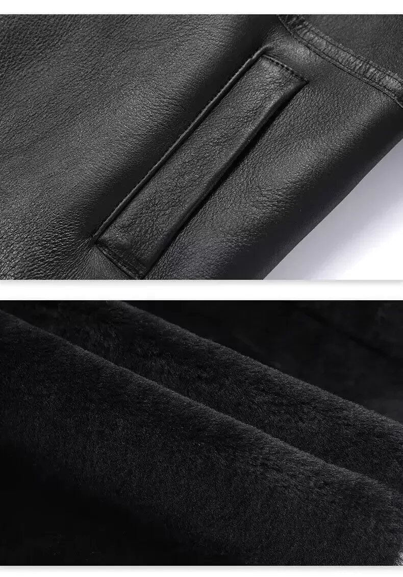 Genuine Leather Jacket for Men Winter Sheepskin Overcoat Natural Real Wool Liner Midi Maxi Long Coat for Male XXXXXXXL 5XL 6XL