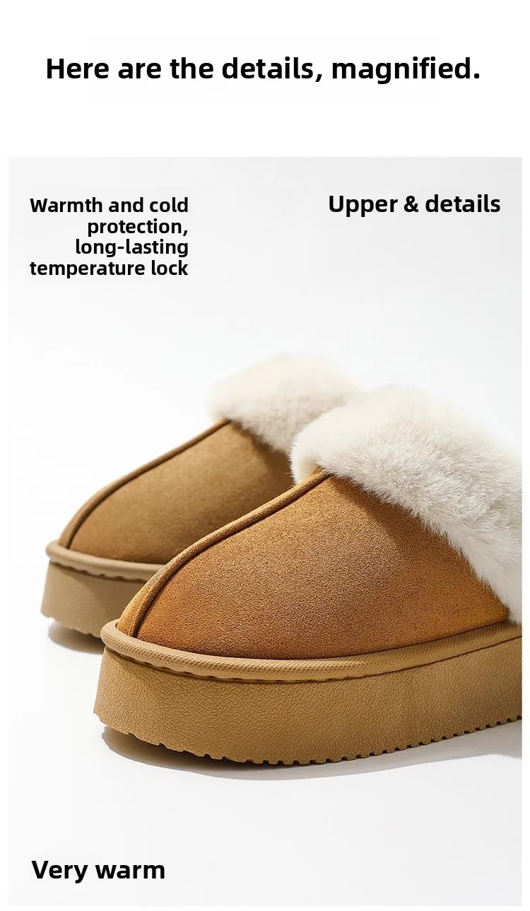 2026 Winter Warme Flache Fell-Hausschuhe für Damen, Kunstwildleder Flauschige Pelzige Hausschuhe, Bequeme Rutschfeste Innen-Boden-Baumwollschuhe – Detail 10