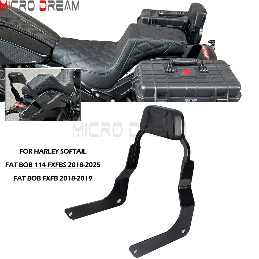 Für Harley Softail Fat Bob FXFB 2018-2019 FXFBS 2018-2025 Club Style Motorrad Sissy Bar Beifahrer-Rückenlehne PU-Polster Rückenlehnen-Kit