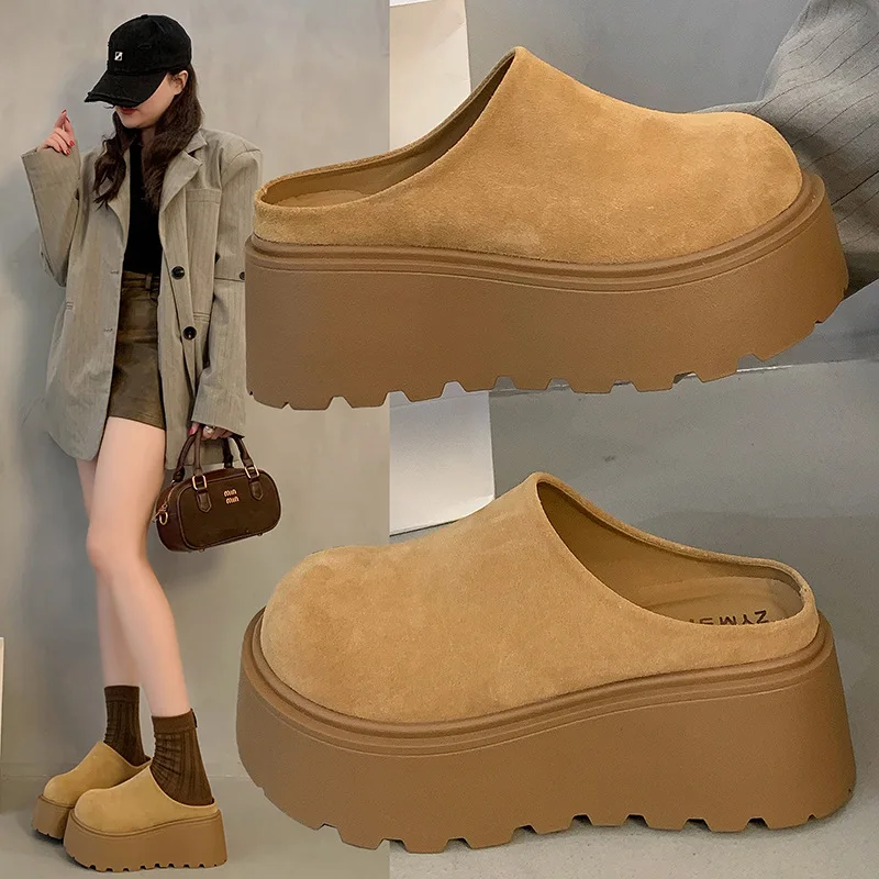 

Fashion 8cm Thick Heel Flats Women Mules Shoes 2026 New Summer Platform Slippers Women Sandals Slingback Casual Shoes for Women