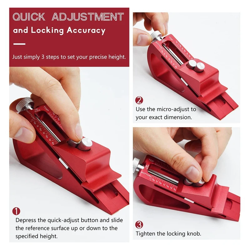 Adjustable Setup Block Height Gauge, Aluminum Precision Woodworking Tools For Router And Table Saw Accessories