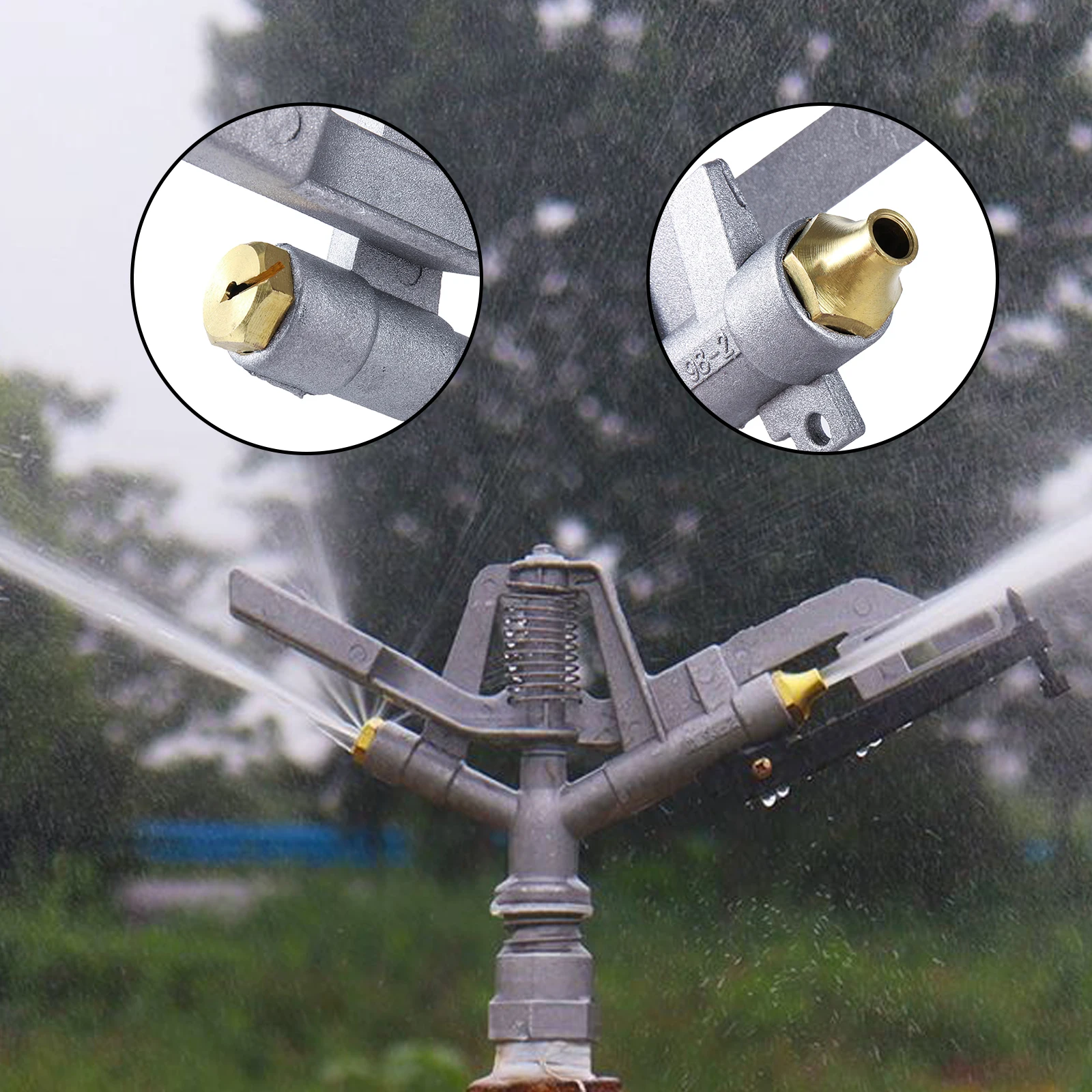 1" Female Thread Rotating Rocker Impact Sprinkler Double Outlet  Agriculture Farmland Lawn Automatic Irrigation Sprinkler Gun