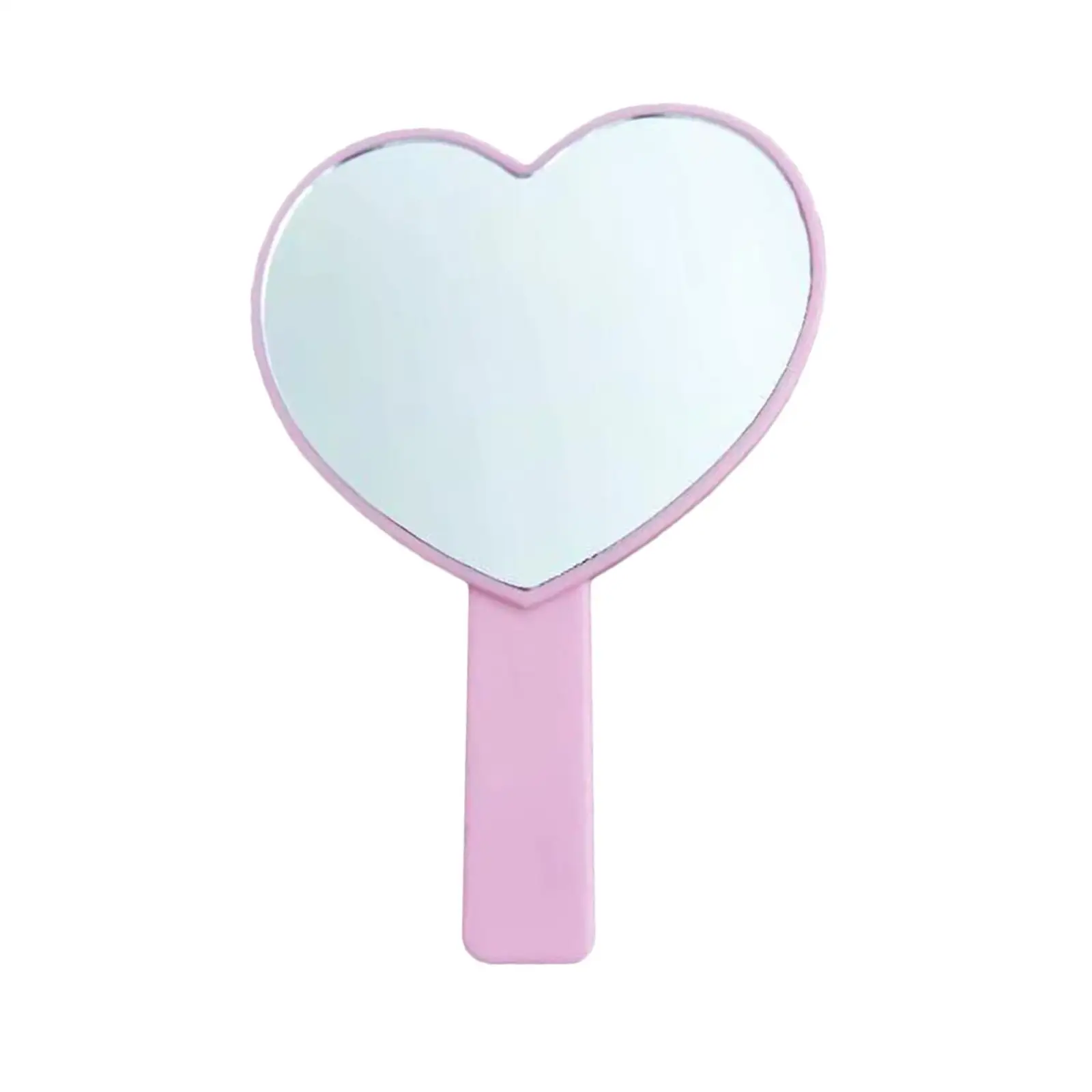 Coração Shaped Handheld Glass Mirror, Single-Sided, funciona ótimo para jogar, bonito