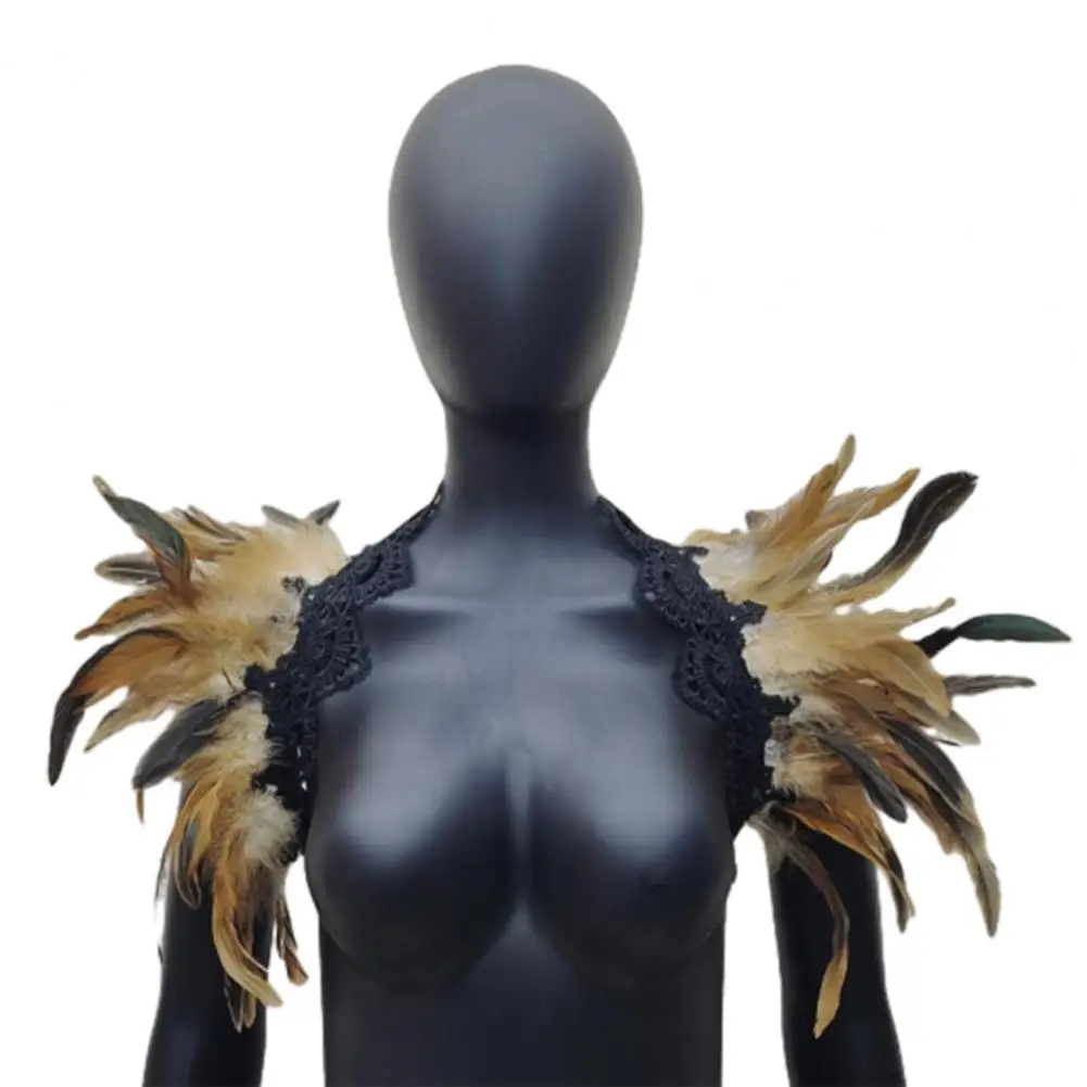 Châle en Plumes Naturelles Gothiques pour Femme, Cape Punk, Costume de Cosplay d'Halloween, Spectacle sur Scène