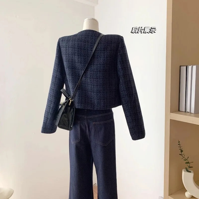 Kort jack voor dames Herfst Single-breasted Retro High-end casual losse top met lange mouwen