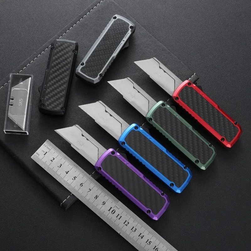 

EDC personalized paper cutting knife, quick-opening SK5 utility knife, aviation aluminum handle replaceable mini knife