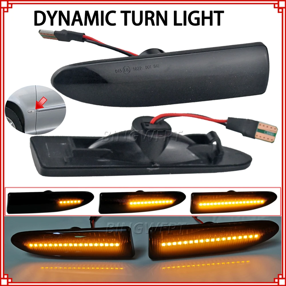 

2PCS For Jaguar X-TYPE 2002 2003 2004 2005 2006-2009 Dynamic LED Side Marker Light Arrow Turn Signal Blinker Indicator Lamp