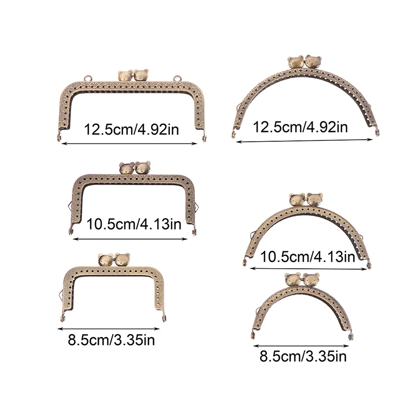 8.5/10.5/12.5cm Square Bags Handle Handbag Sewing Brackets Purse Frame Metal Kiss Clasp DIY Bag Handles Sew Hardware Accessory