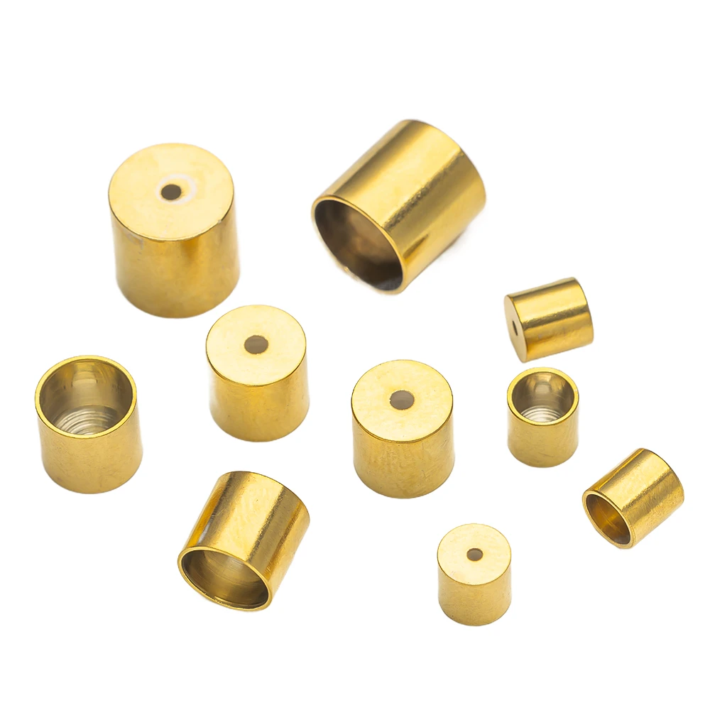 20pcs Gold Stainless Steel Cord Metal End Bead Caps Leather Terminators for DIY Tassel Jewelry Making Bracelet Necklace Finding