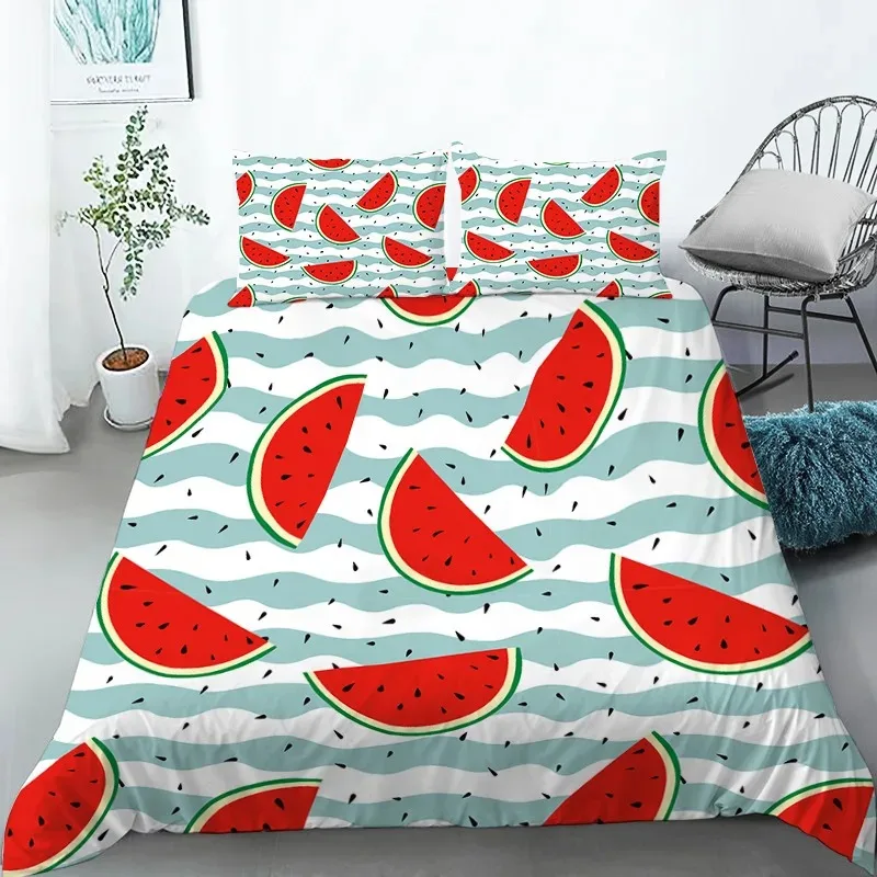 

Fruit Bedding Set Full Queen Size For Kids Adults Lemon Watermelon Print Duvet Cover Set Quilt Cover Pillowcases Bedroom Decor