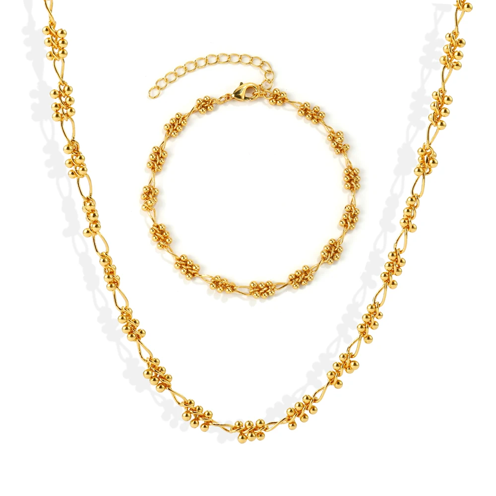 

Joya Love Gold Plated Beaded Necklace Bracelet For Women Personalized Stainless Steel Fashion Jewelry Gift