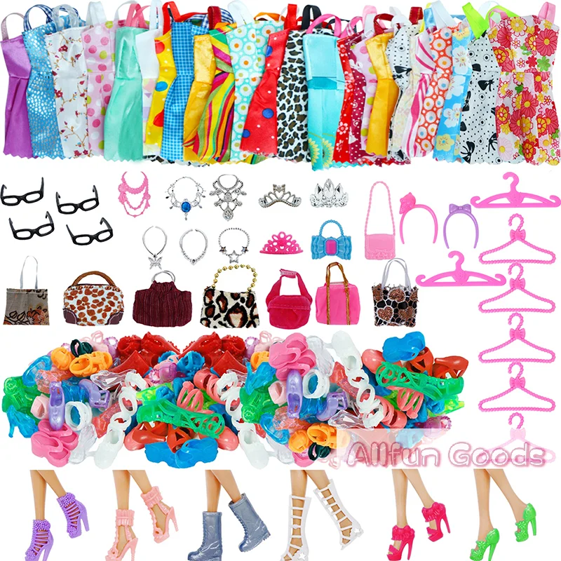 [TG835]Random 35Pcs/set Doll Accessories for 30cm 1/6 Doll Shoes Dress Glasses Necklace