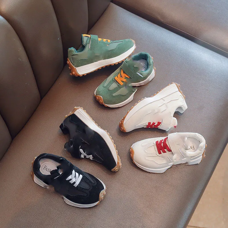 Spring Autumn Kid Lace-Up Retro Running Shoes Children Soft-Soled Sports Shoes Boys Girls Student Sneakers Everyday Casual Shoes