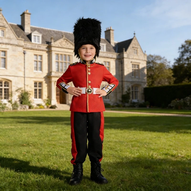 British Guard Kids Costume Honor Guard Cosplay Outfit Halloween Childrens Day Performance