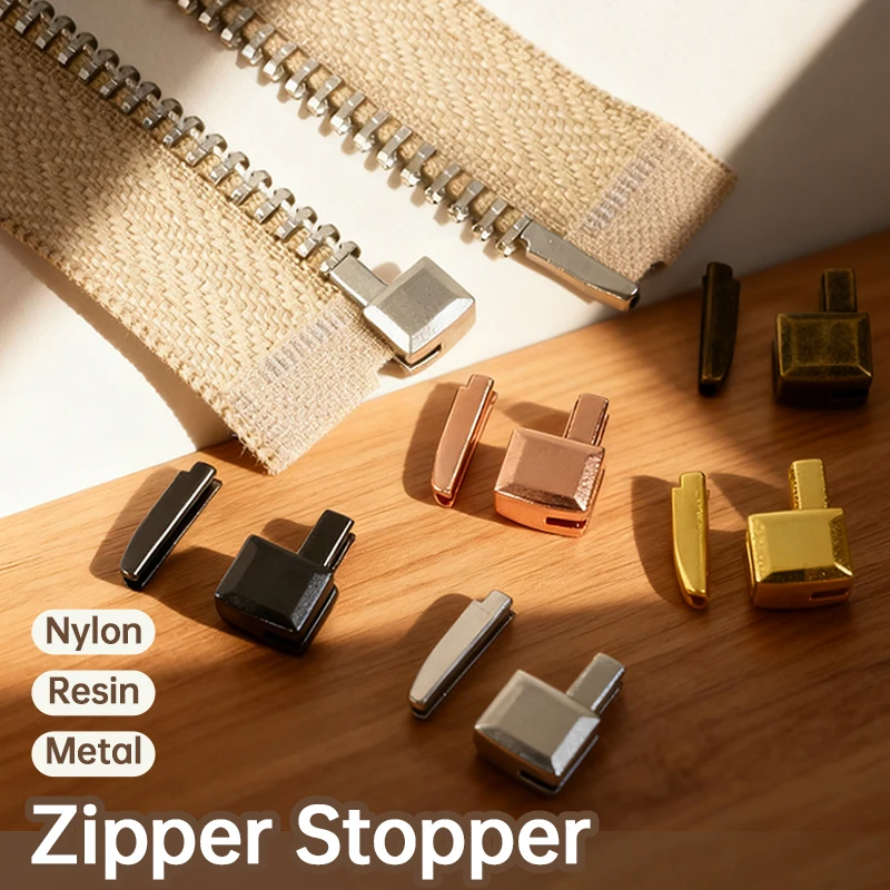 

10/20/30/40/50Sets 3# 5# 8# 10# Zipper Stopper Open-End Zip Slider Insert Pin Retainer Socket Zippers End Bottom Latch Buckle