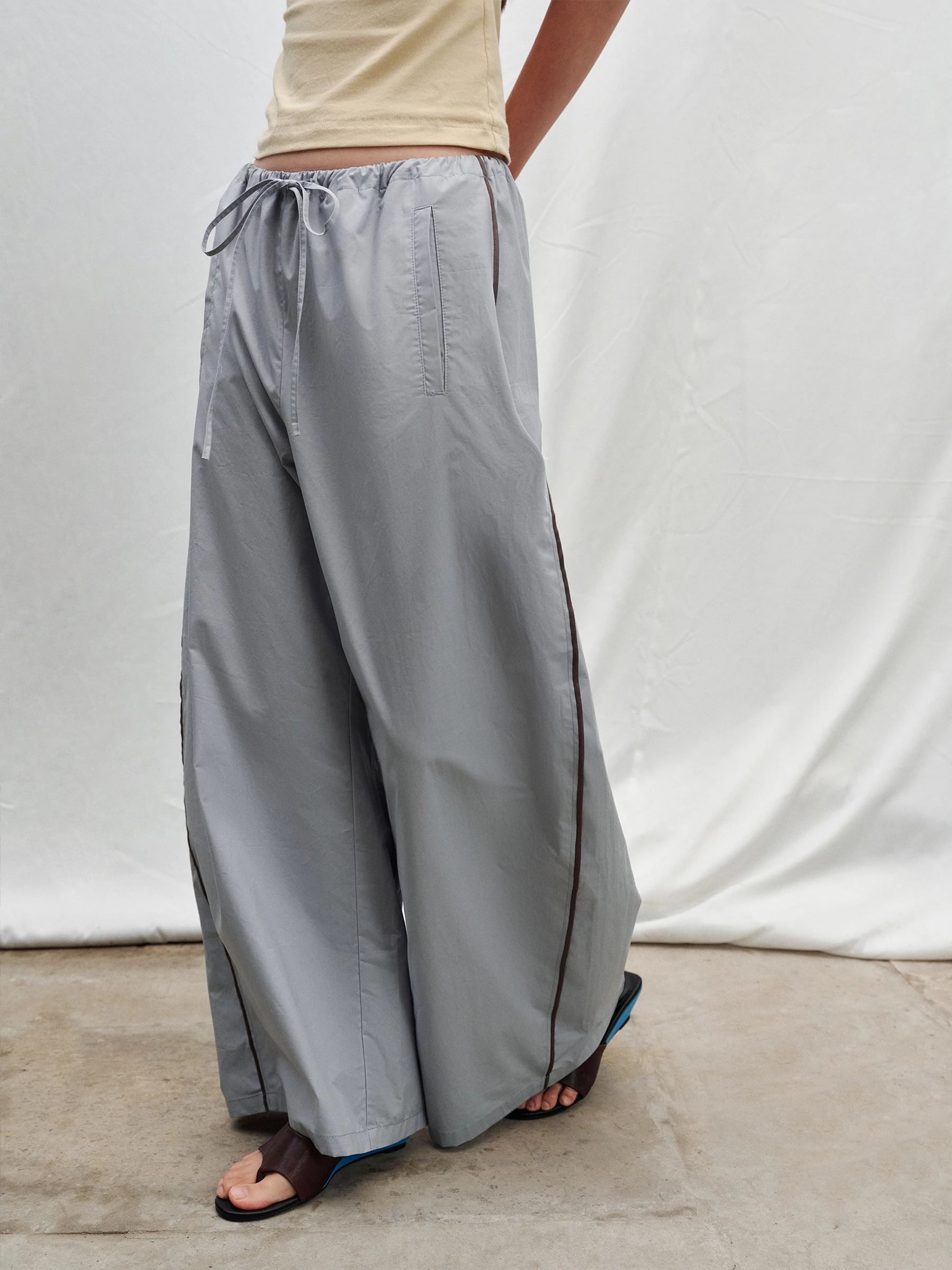 SHKUCO Casual Wide Leg Pants Full Cotton Yulan  Loose Lightweight Breathable Slimming Drawstring Comfortable Casual Trousers
