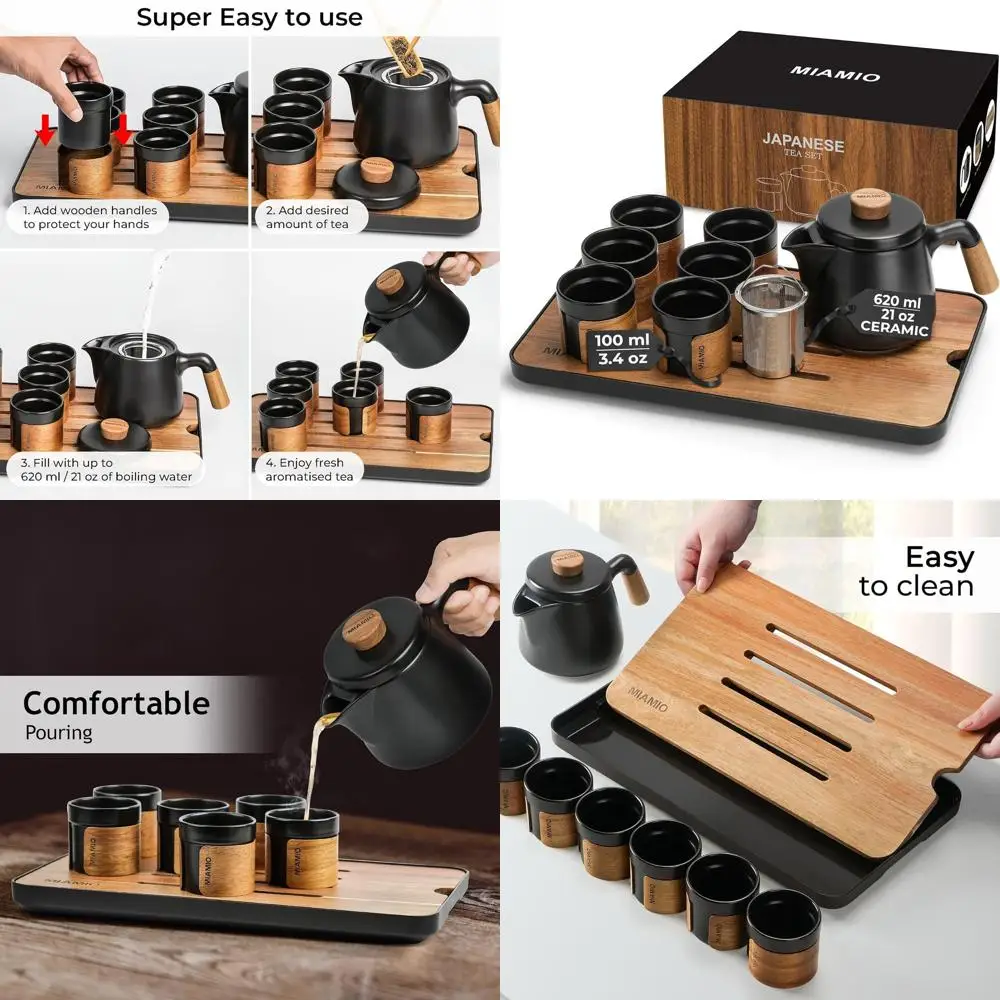 

Japanese and Chinese Tea Set, 6 Cups 3.4oz, 21oz Asian Tea Pot with Infuser, Traditional Tea Cups for Tea Enthusiasts, Men and W