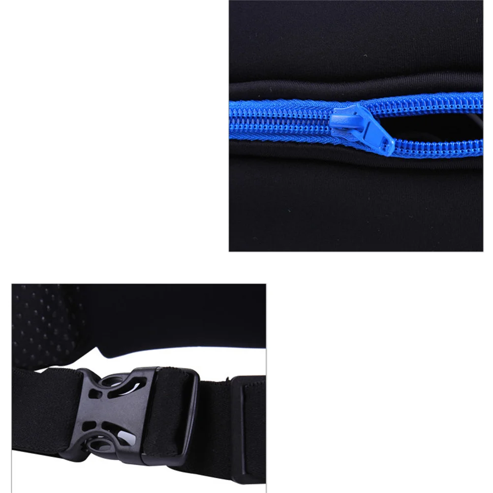 Running Bum Bag Waterproof Mobile Pouch Fits 4-6Inch Phone with 3 Pockets and 4 Elastic Straps for Keys Cards Black