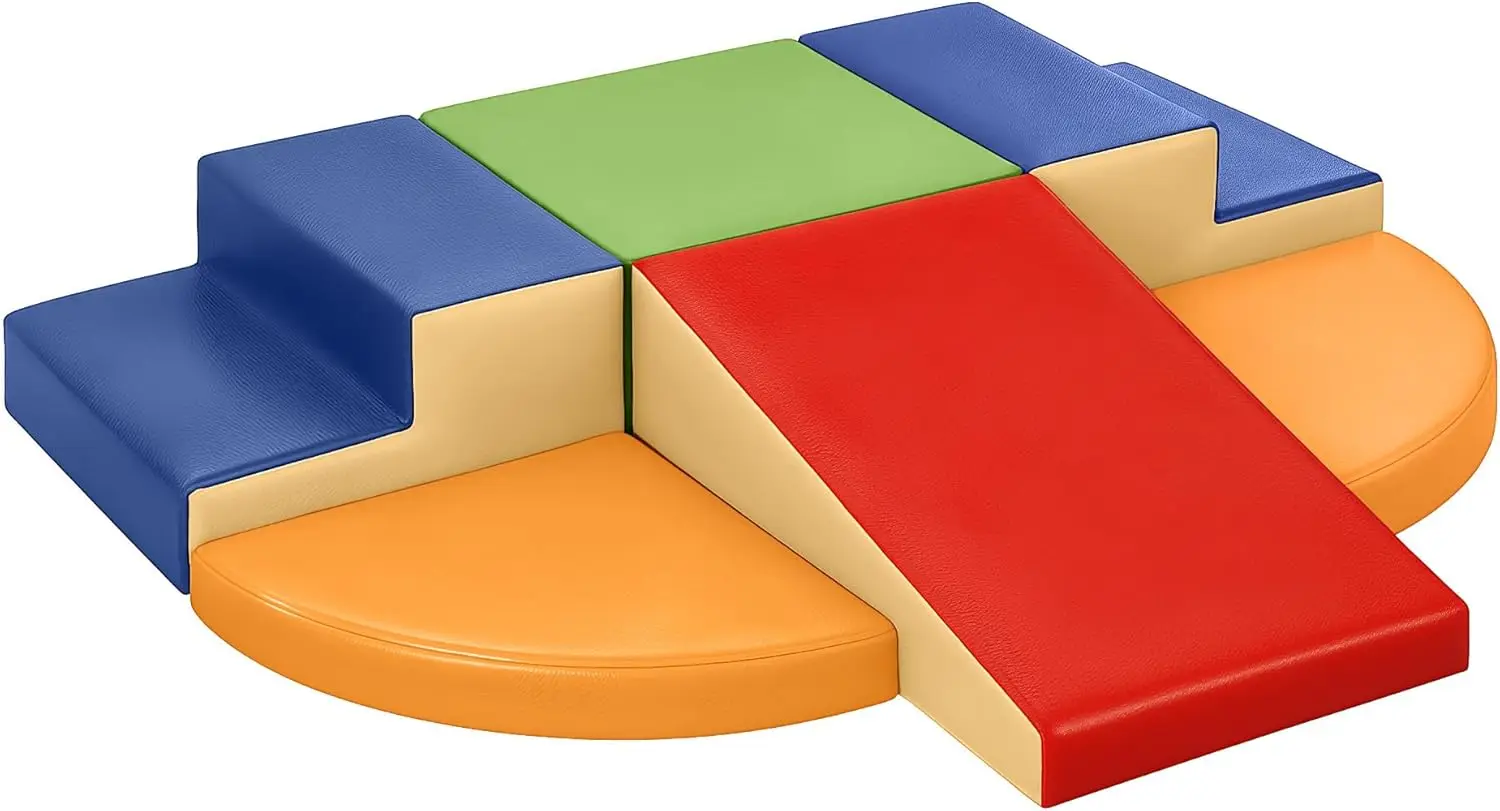 6-teilige Kletterblöcke aus weichem Schaumstoff für Kleinkinder, Indoor-Spiel-Fitnessstudio-Set mit Treppe und Rutsche
