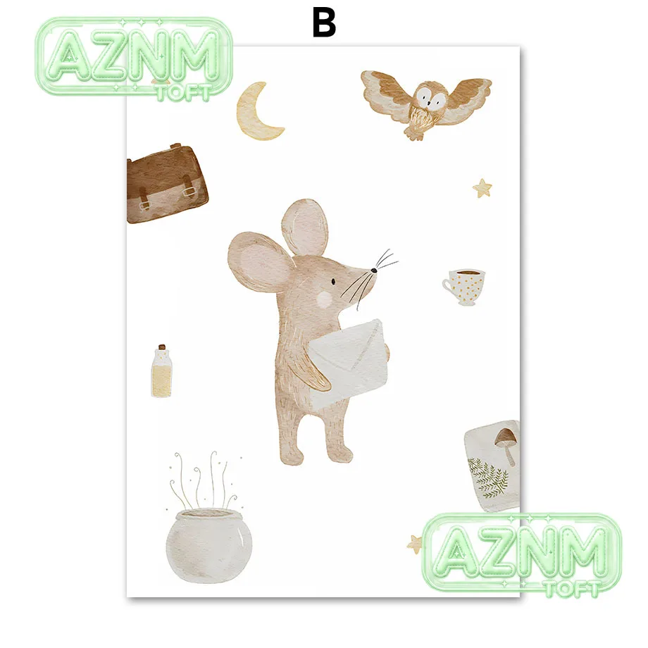 Boho Animals Friend Elephant Rabbit Bear Deer Bee Posters And Print Nursery Wall Art Canvas Painting Baby kids Room Home Deco