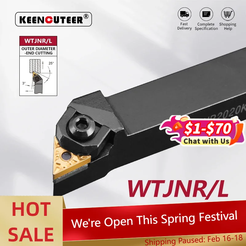 WTJNR1616 WTJNR2020 WTJNR2525 WTJNR3232 외부 선삭 공구 WTJNR WTJNL 선반 바 터닝 홀...