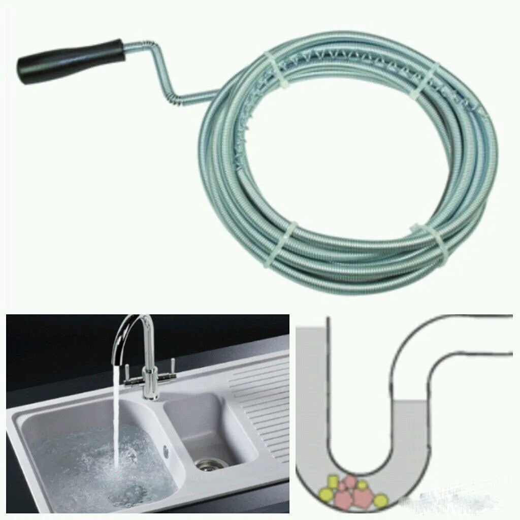 Sewer dredge 3m Long Drain Unblocker Sink Snake Kitchen Waste Pipe Plunger Rod Wire