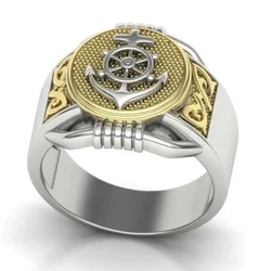 New men's ring fashion two-color creative model anchor shape men's ring ns style Internet celebrity jewelry