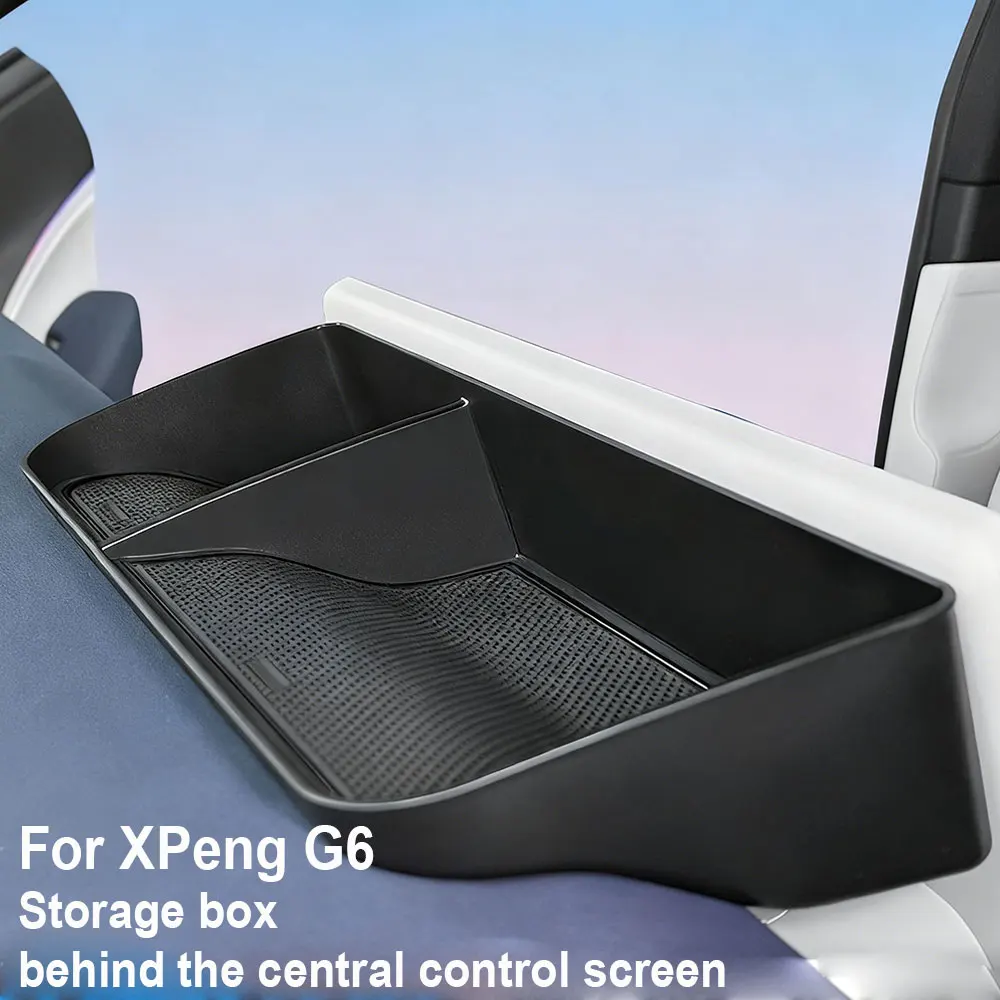 

For Xpeng G6 2023 2024 2025 Storage Box Behind The Central Control Screen Car Interior Accessories Organizer Tidying Black