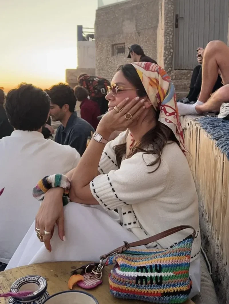 منتجات Pop Spring الجديدة المصنوعة يدويًا للنساء مع معطف سترة محبوكة بأكمام قصيرة ومزخرف بألوان متباينة وخيط #6