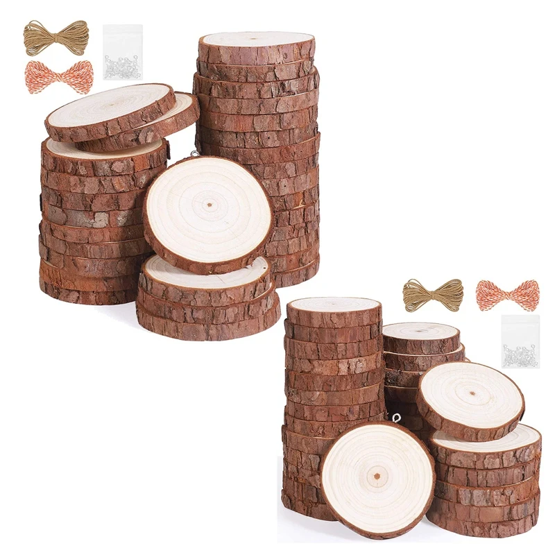 

Natural Wood Slices 30Pcs Unfinished Wood Kit,Wooden Circles For Christmas Ornaments Wedding DIY Crafts-Drop Ship