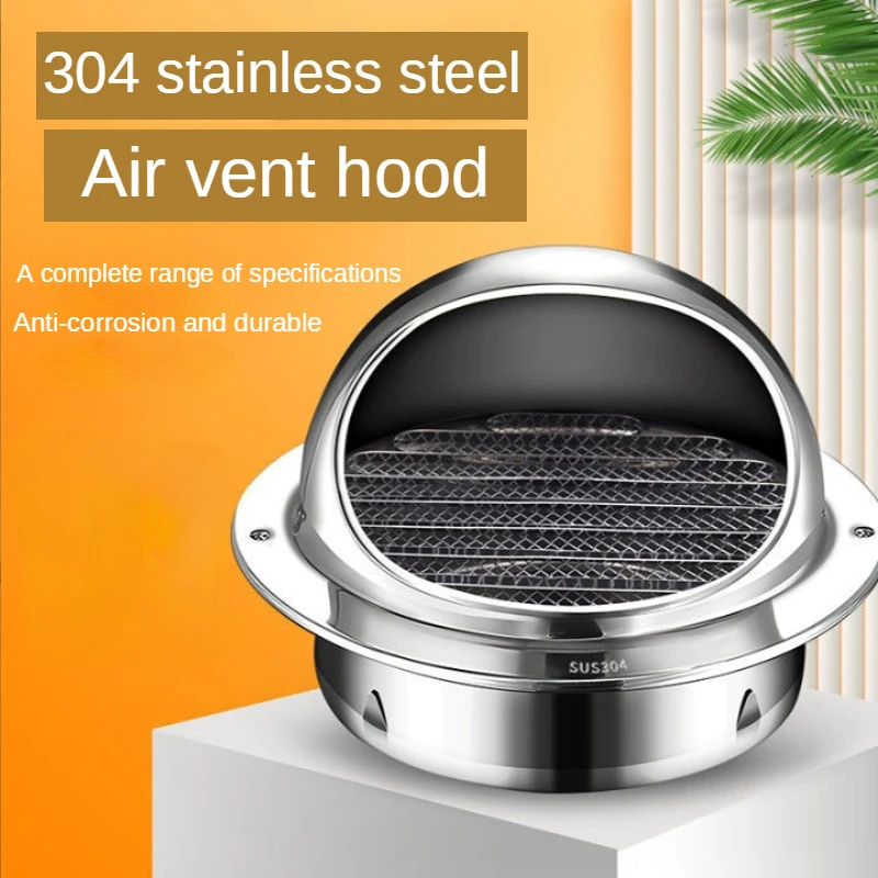 304 Stainless Steel Hood Exhaust Air Outlet Lampblack Fan External Wall Vent Kitchen Smoke Exhaust Pipe Wind Shield Rain