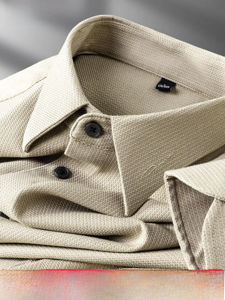 

Ele Autumn Long Sve Men's Casual irt Iron-Free Embroidery Busin Leisure High-End Collar Men's Dr irt