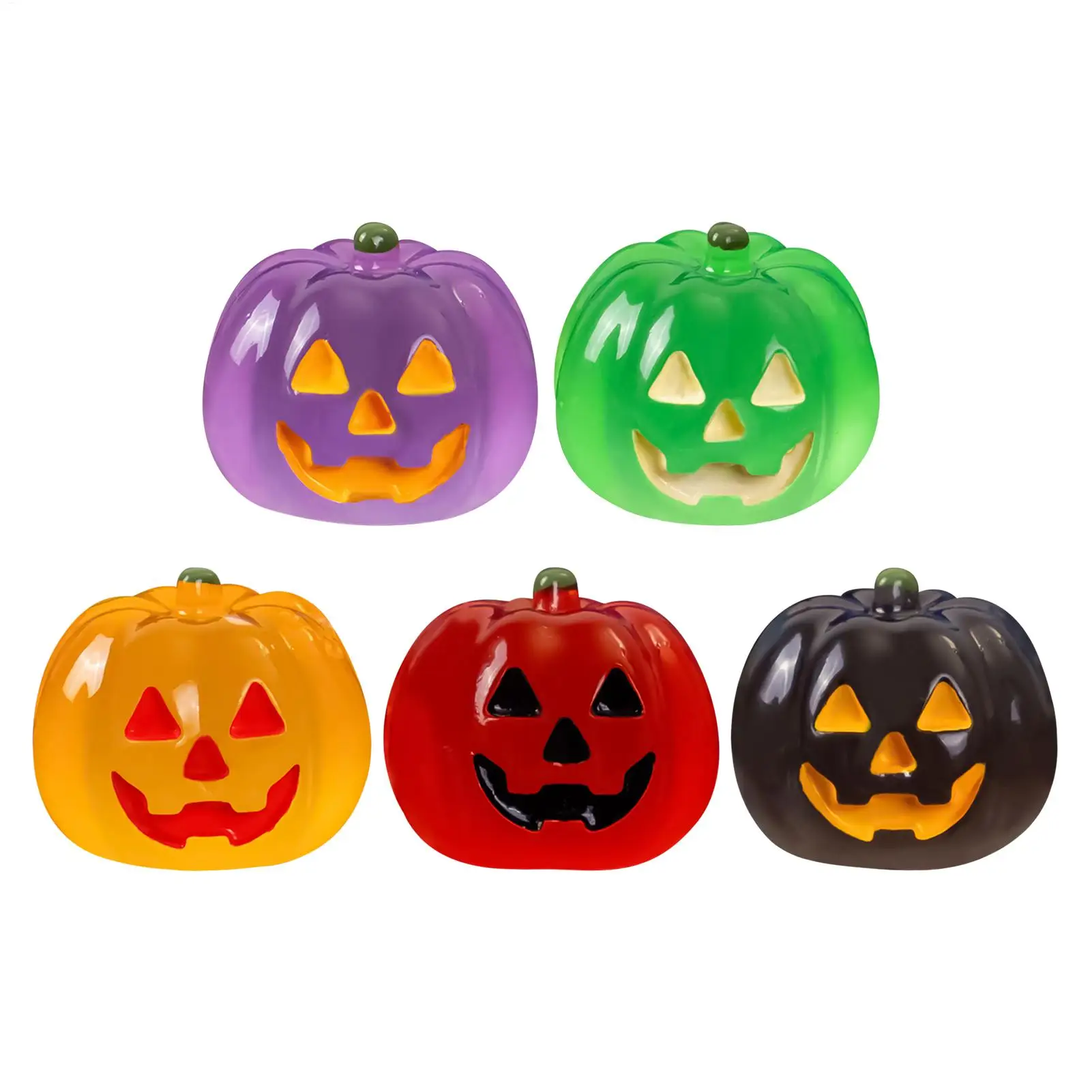 Mini Halloween Pumpkins Glow in the Dark Pumpkin Figurine Crafts Resin Holiday Ornament Decoration for Halloween Tabletop Desk