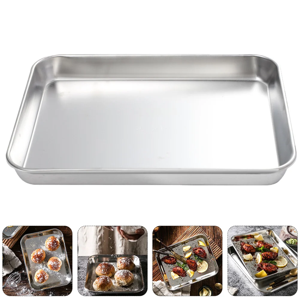 

Stainless Steel Bakeware Kitchen Pan Serving Plate Container Baking Round Cake Pans Barbecue Tray