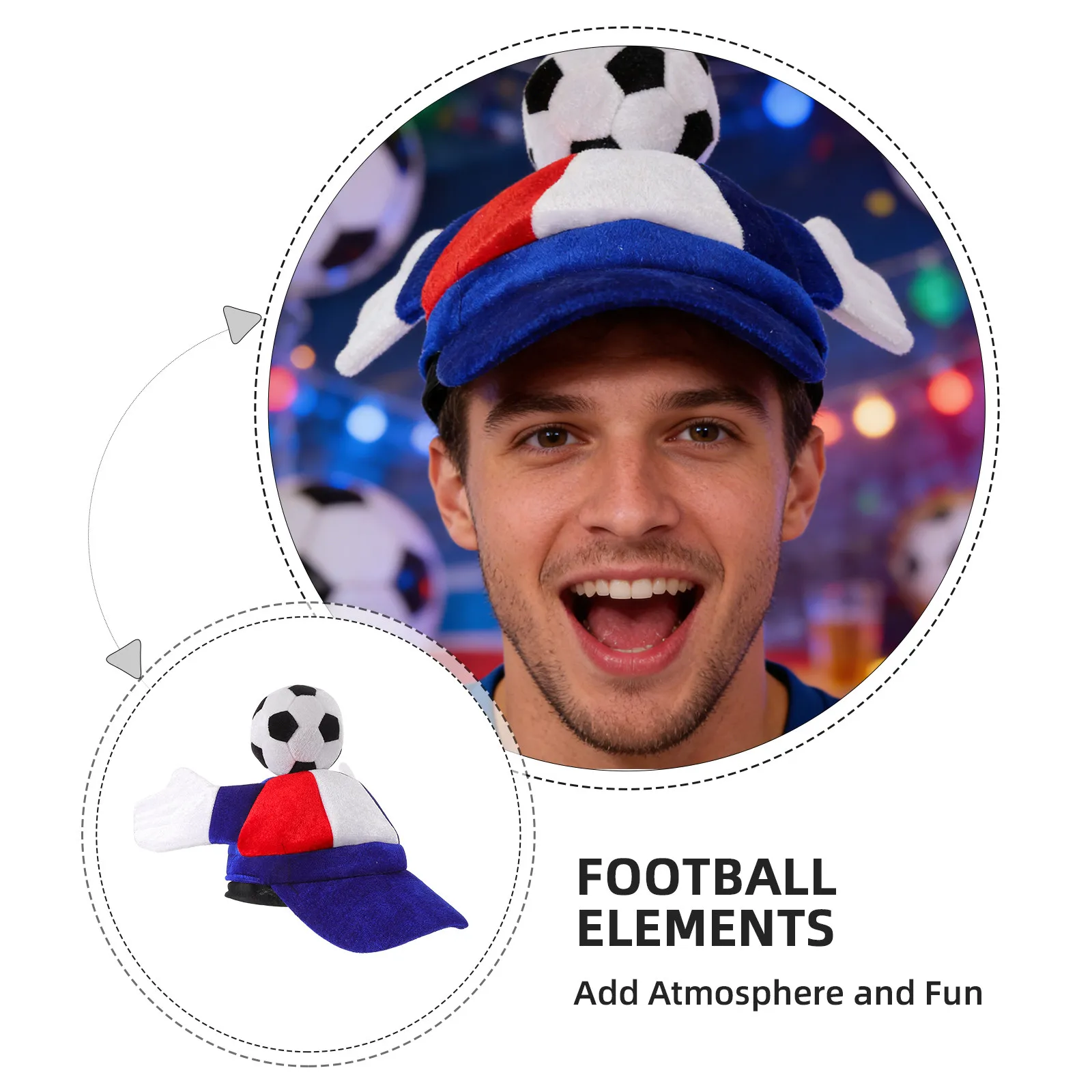Cappello da Tifoso di Calcio con Mano che Sbatt il Petto, Leggero e Pieghevole, Cappello per Feste di Calcio, Cappello a Tema Calcio per Compleanni, Celebrazioni per Tifosi Sportivi
