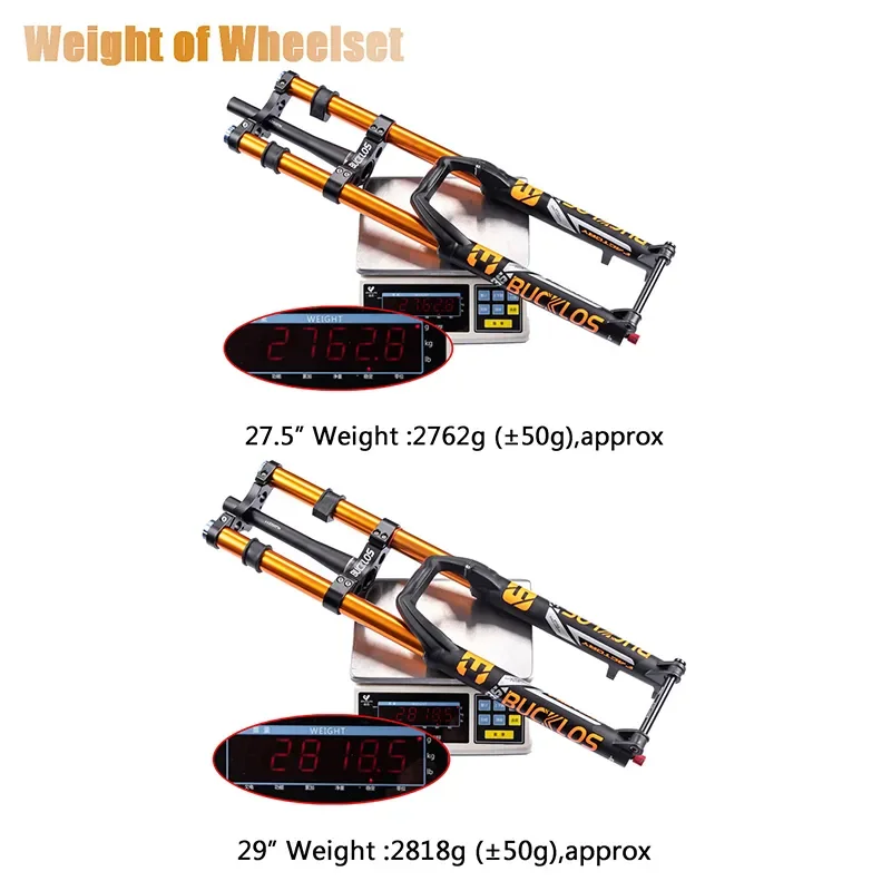 BUCKLOS 27.5 29inch Air Suspension Fork MTB Downhill E-Bike AM Forks 180mm Travel Boost Bicycle Fork Rebound 110*15mm Dual Crown