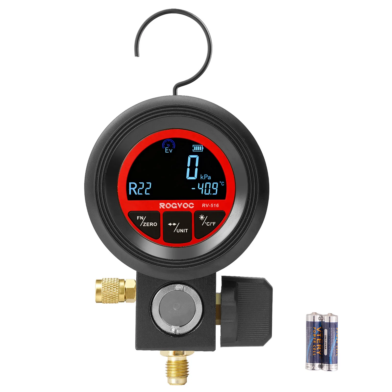 ROGVOC Electronic Refrigerant Meter RV-516 Digital Pressure Gauge Snow Fluoride Meter Refrigerant Digital Pressure Gauge