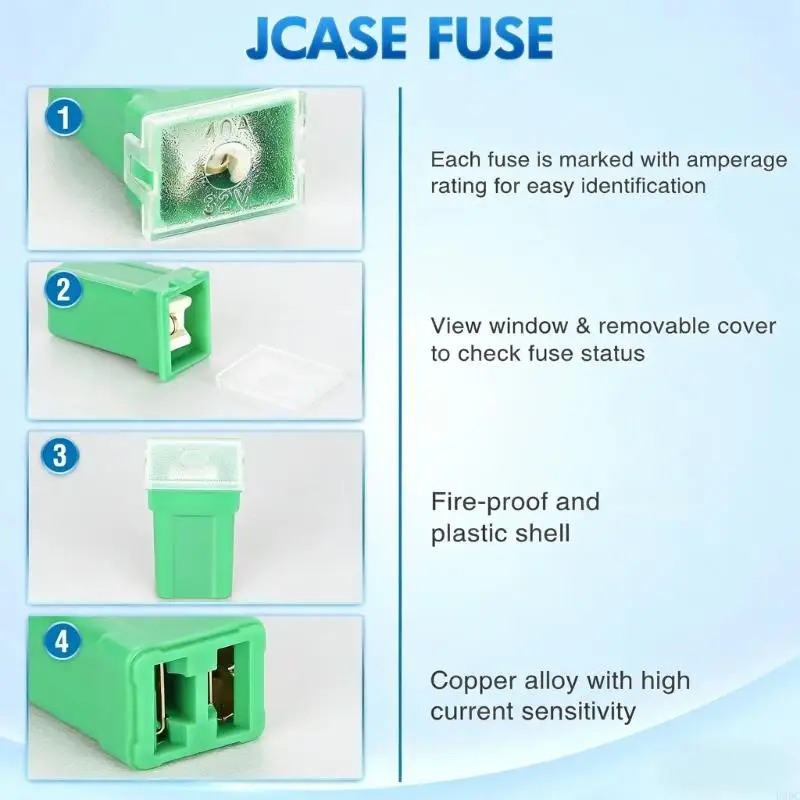 Easy Installation Jcase Fuses Universal Auto Tall Profile Jcase Box Shaped Fuses New