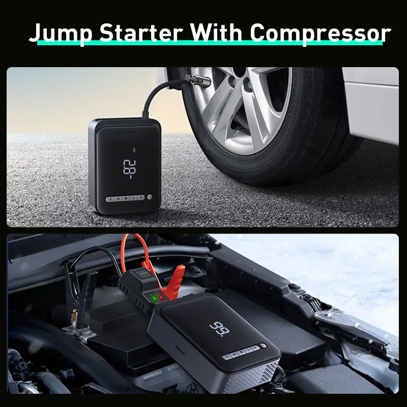 Baseus 2 In 1 Car Jump Starter Power Bank Air Compressor Inflator Pump 1000A Portable Power Station Car Battery Charger Booster - 2