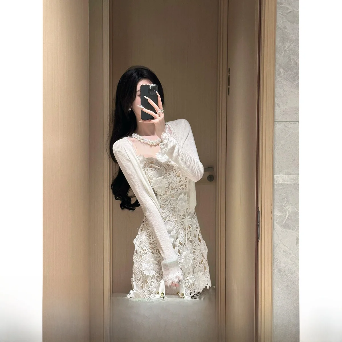 

Sy Women's Long Sve Knitted Cardigan Summer Air Conditioning Versatile Lace Trim Belted Fre Sle Casual Fit