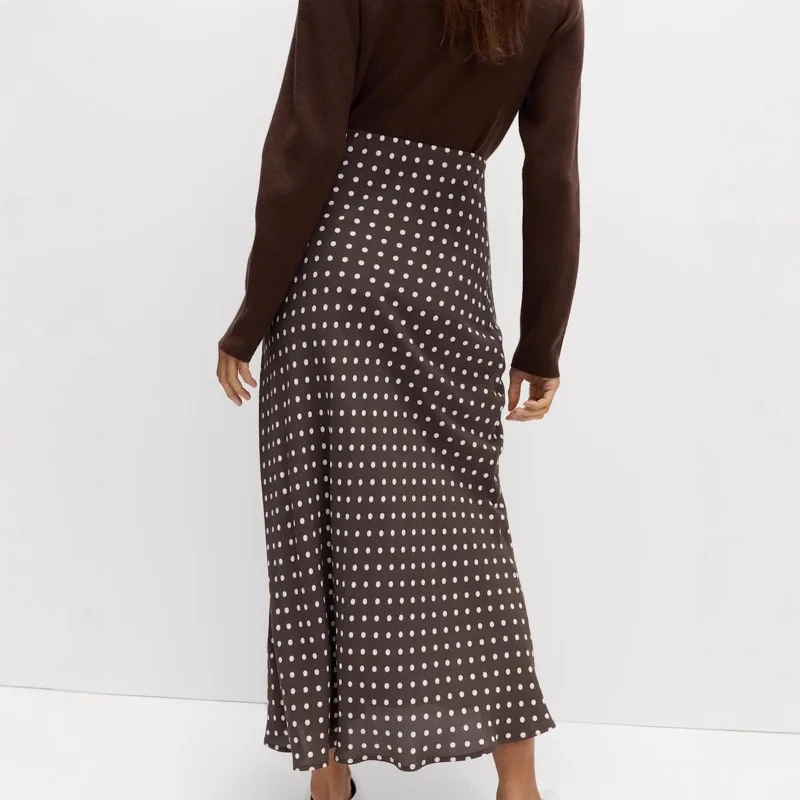 Polka Dot Printed Women Vintage Medi Skirts Spring Mermaid Fishtail Long Slim Skirts Trumpet Casual Hip Retro Harajuku Woman