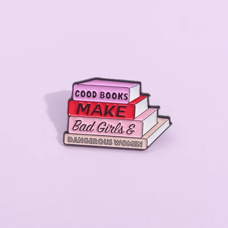 Good Books Enamel Pins Pink Book Texts Brooch Lapel Backpack Badge Cartoon Funny Jewelry Decoration Gift for Friends Wholesale