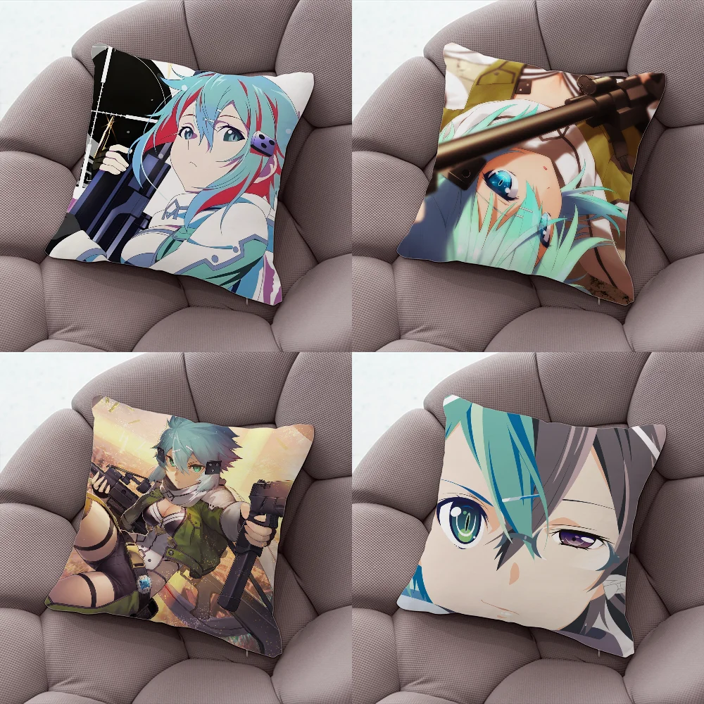 S-Sao Asada Shino Pillow Case Pillow Case Living Room Sofa Cushion Cover Suitable For Home Bedroom Room Decoration