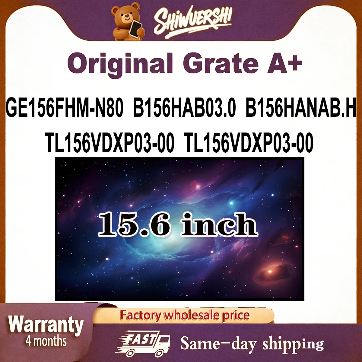 

Original New A+ 15.6 inch Slim Laptop Lcd Screen Panel GE156FHM N80 B156HAB03.0 B156HANAB.H TL156VDXP03 00 TL156VDXP03 00