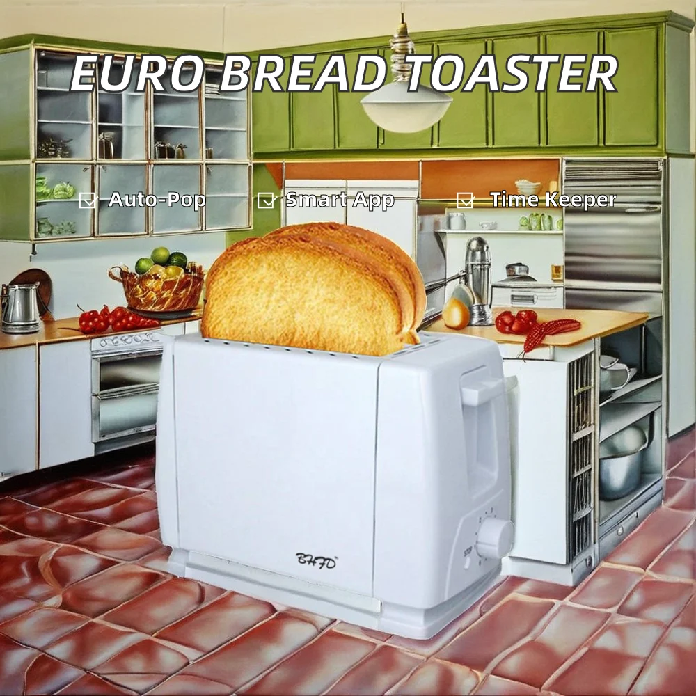 European Standard Electric Toaster Household Bread Maker with Housing for Hotels and Cars