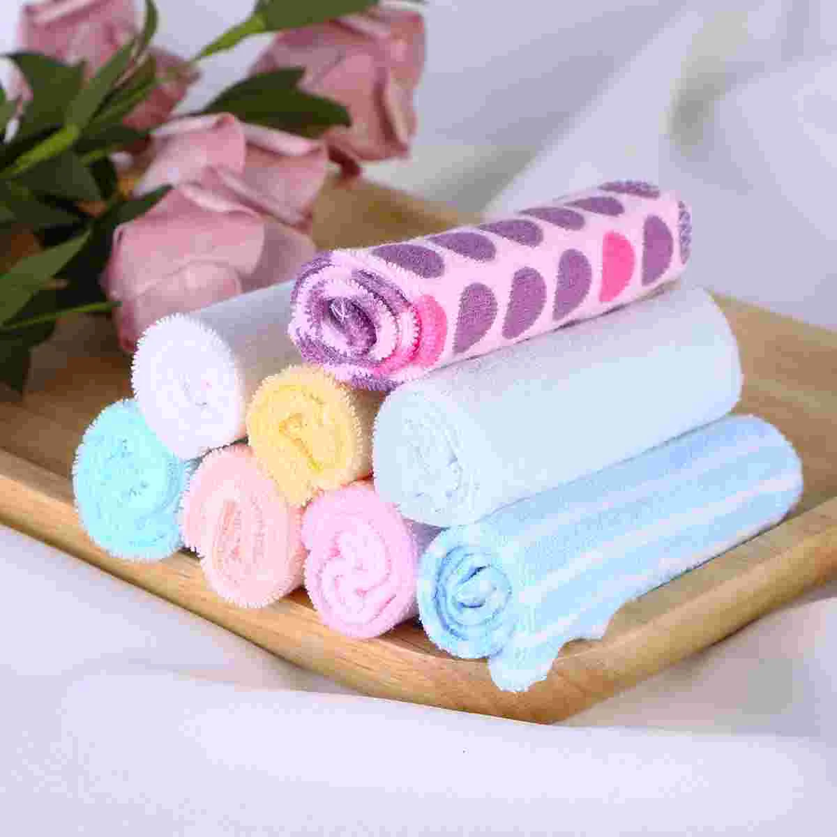 

8pcs Full Baby Towels Soft Absorbent Face Hand Bath Set Towels Lightweight Portable Infant Wash Wipe