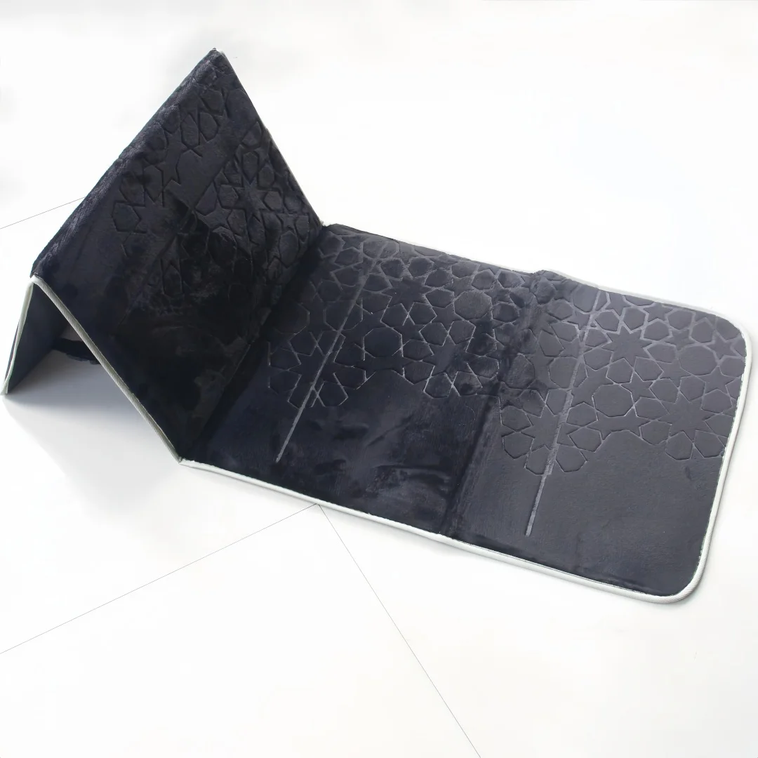 Fleece Foldable Backrest Blanket with Embossed Craftsmanship, Storable Back Cushion, Comfortable Prayer Mat for Home Use